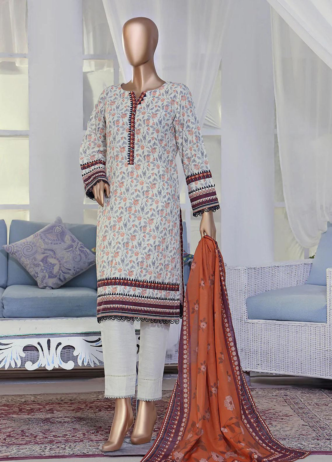 HZ Textiles Printed Khaddar Suits Unstitched 3 Piece HZ223K PKC-2231 - Winter Collection