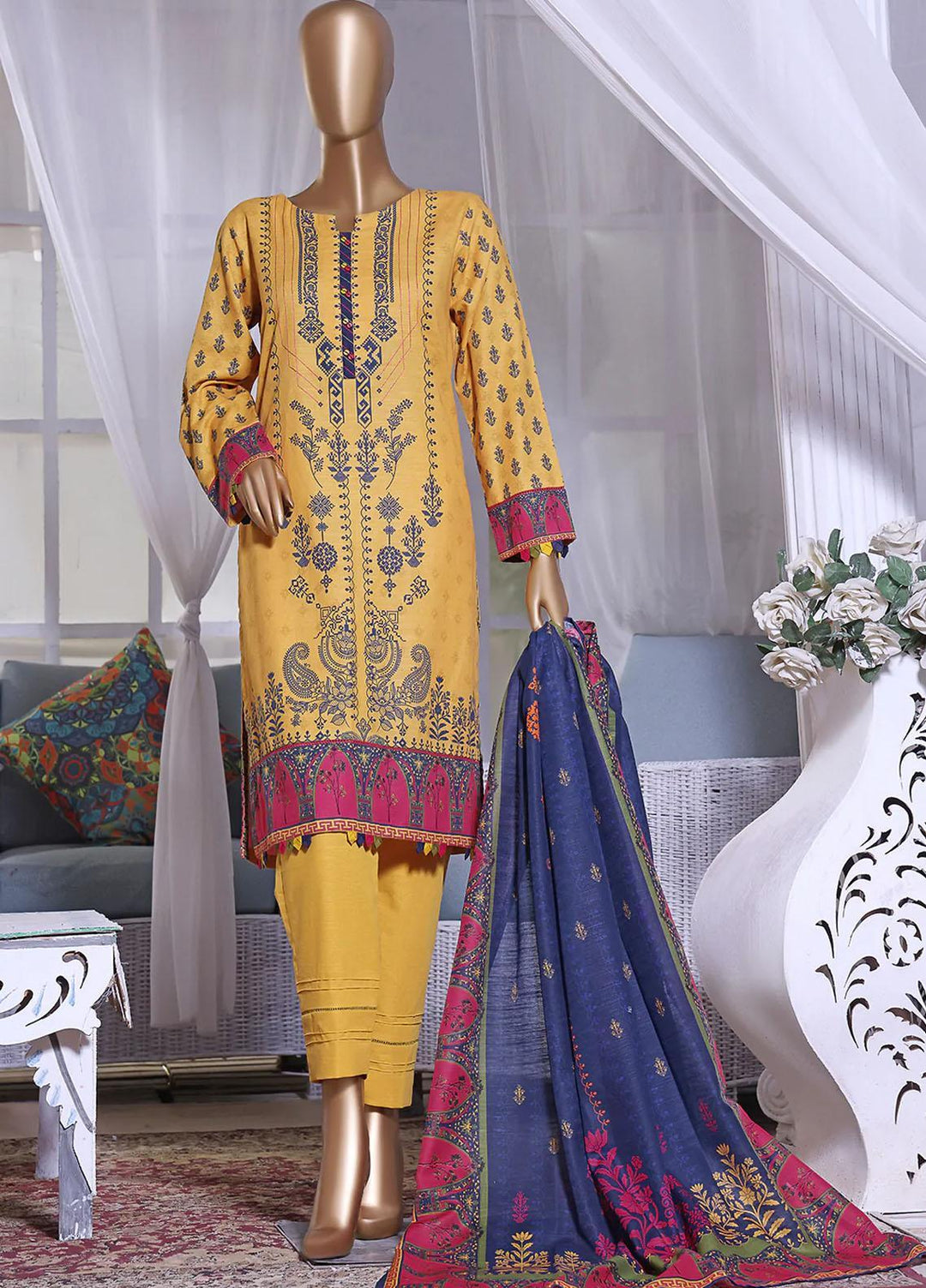 HZ Textiles Printed Khaddar Suits Unstitched 3 Piece HZ223K PKC-2235 - Winter Collection