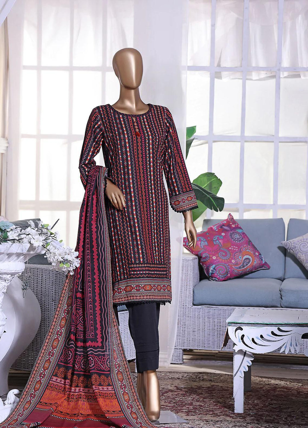 HZ Textiles Printed Khaddar Suits Unstitched 3 Piece HZ223K PKC-2239 - Winter Collection