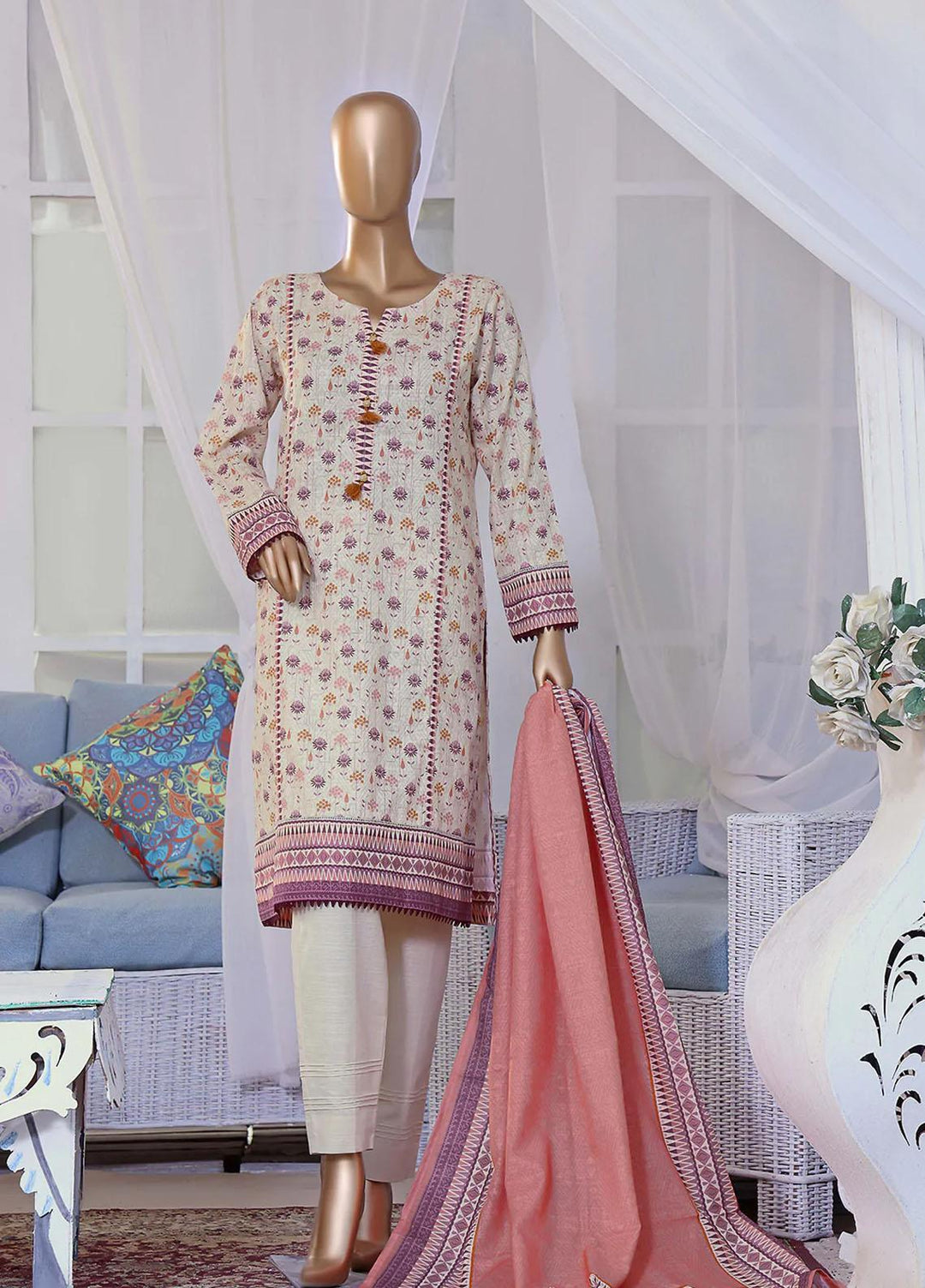 HZ Textiles Printed Khaddar Suits Unstitched 3 Piece HZ223K PKC-2242 - Winter Collection