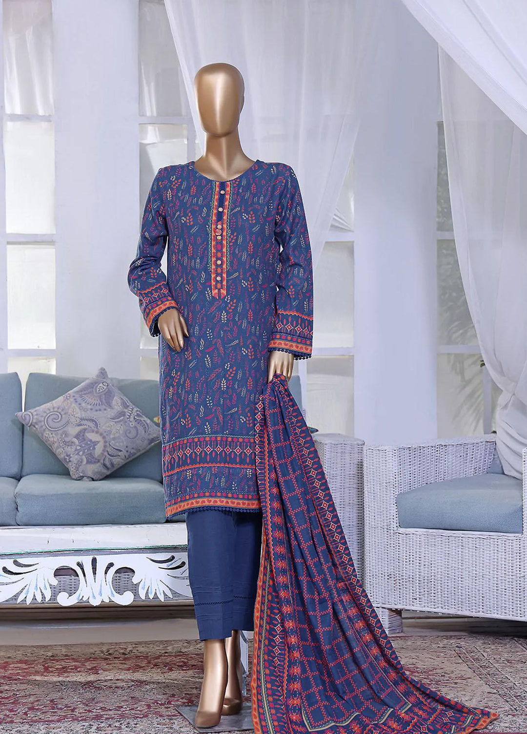 HZ Textiles Printed Khaddar Suits Unstitched 3 Piece HZ223K PKC-2249 - Winter Collection