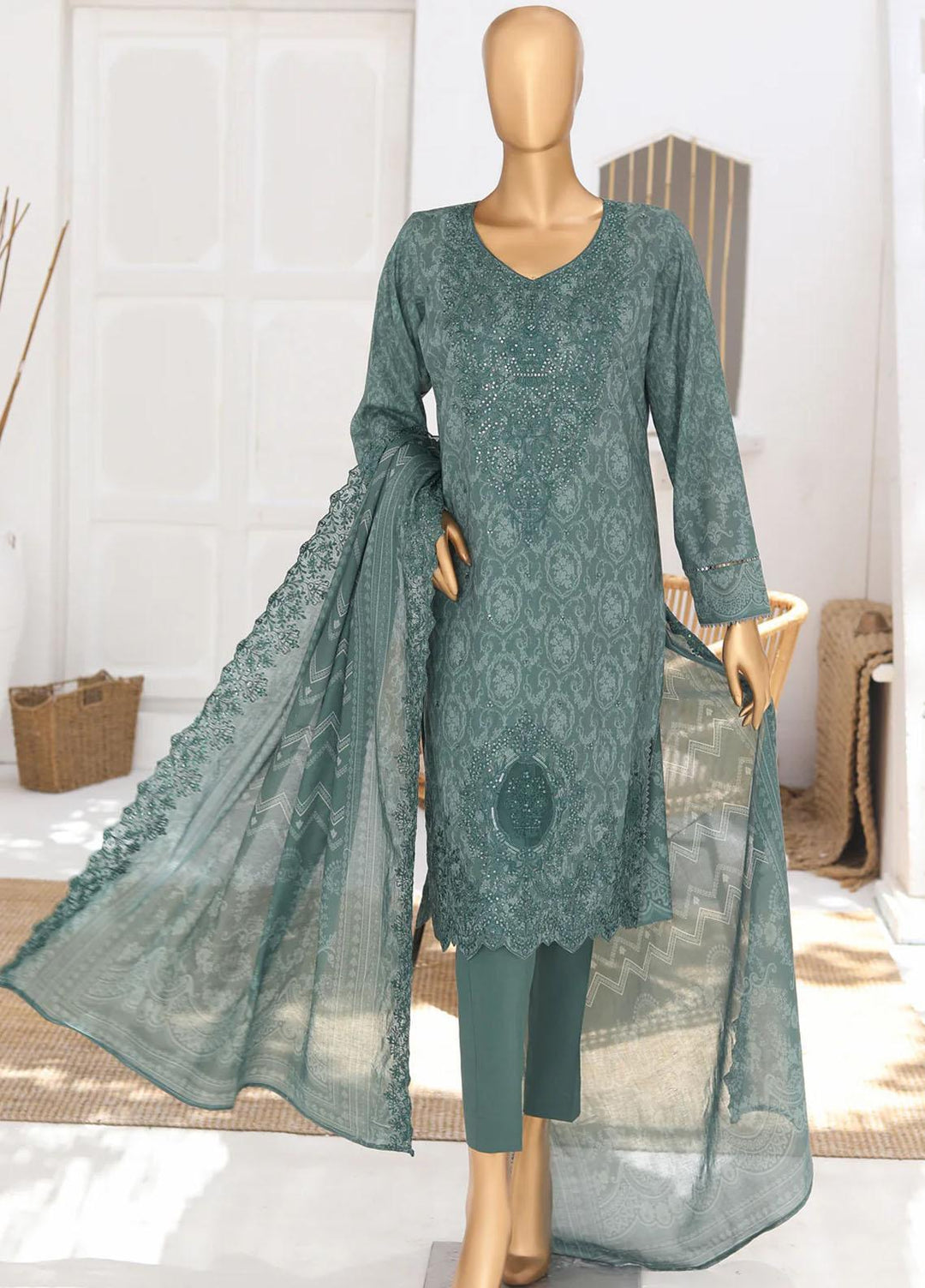 HZ Textiles Embroidered Lawn Suits Unstitched 3 Piece HZ23PES PEC-79 - Summer Collection