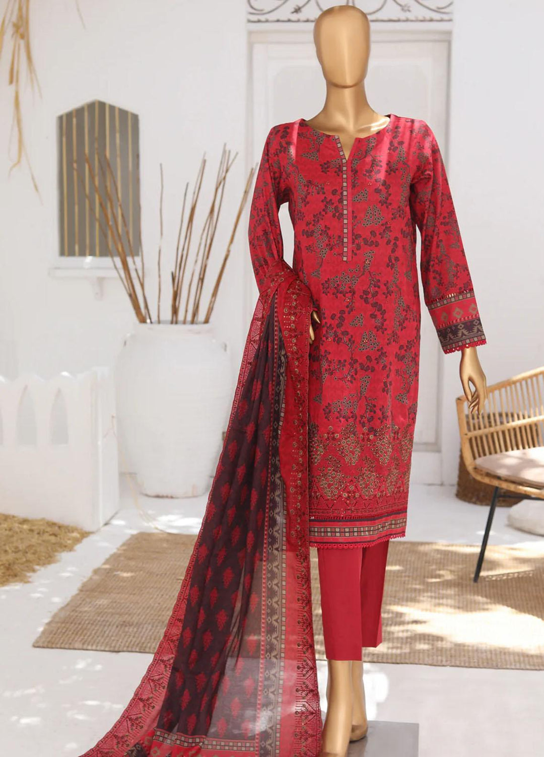 HZ Textiles Embroidered Lawn Suits Unstitched 3 Piece HZ23PES PEC-81 - Summer Collection