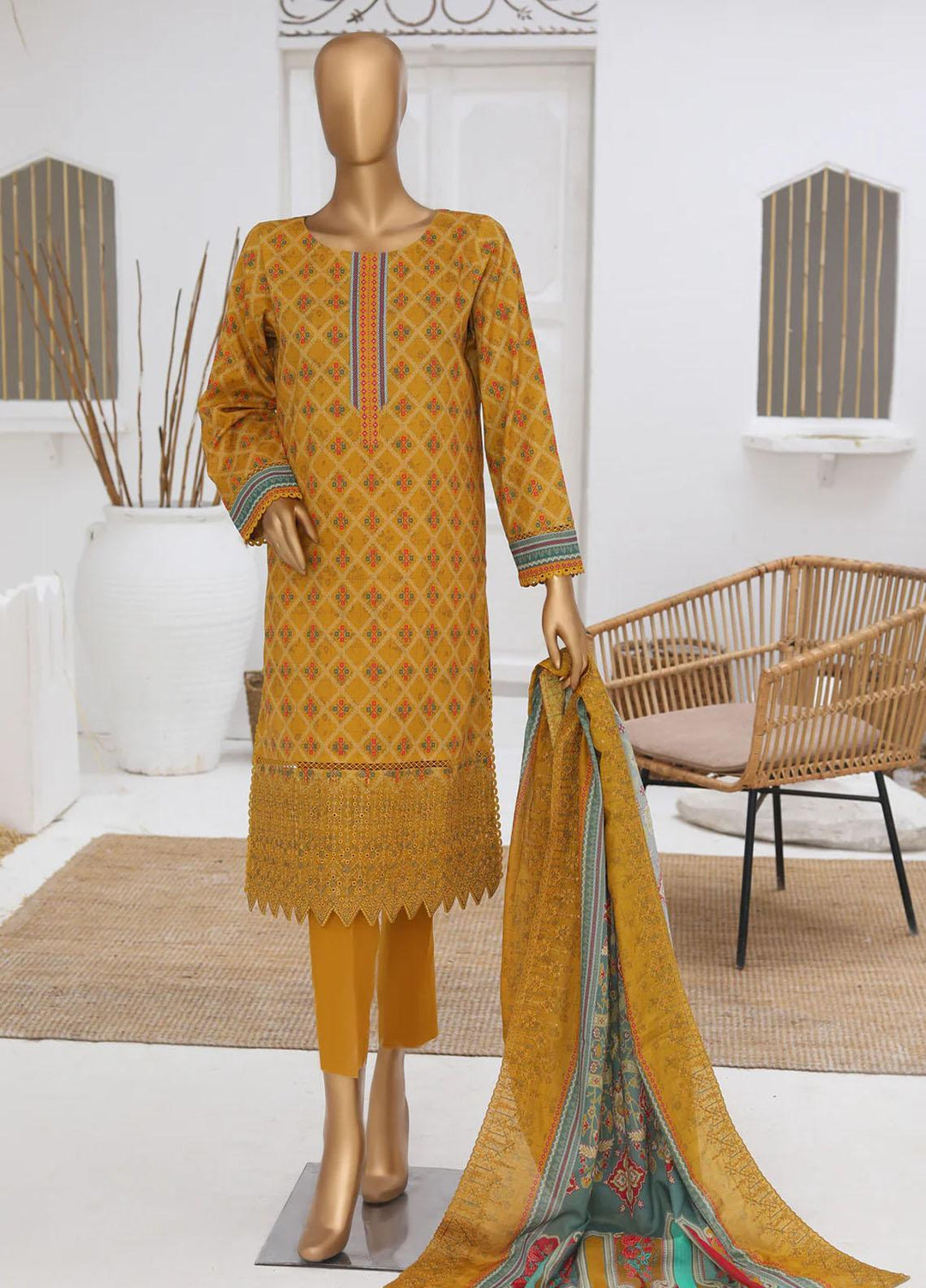 HZ Textiles Embroidered Lawn Suits Unstitched 3 Piece HZ23PES PEC-84 - Summer Collection