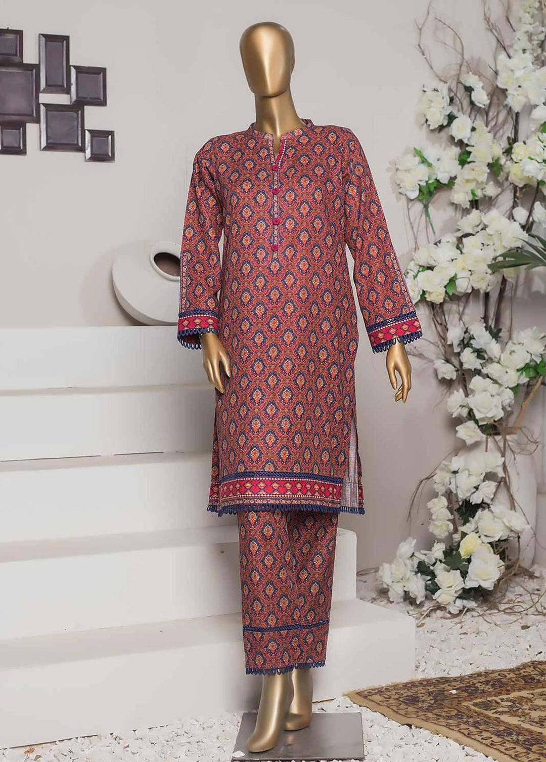 HZ Textiles Printed Khaddar Suits Unstitched 2 Piece HZ22K D3 - Winter Collection