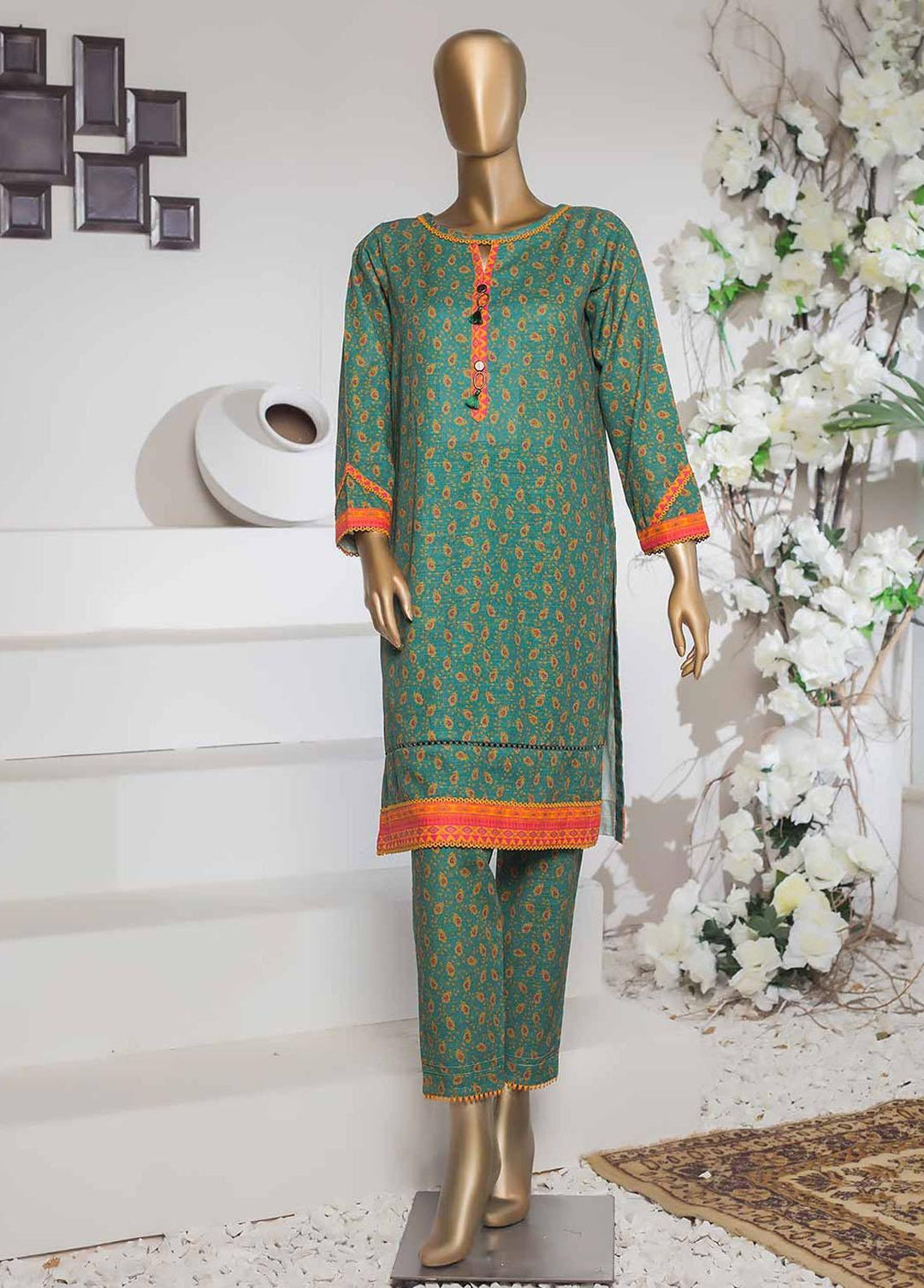 HZ Textiles Printed Khaddar Suits Unstitched 2 Piece HZ22K D4 - Winter Collection