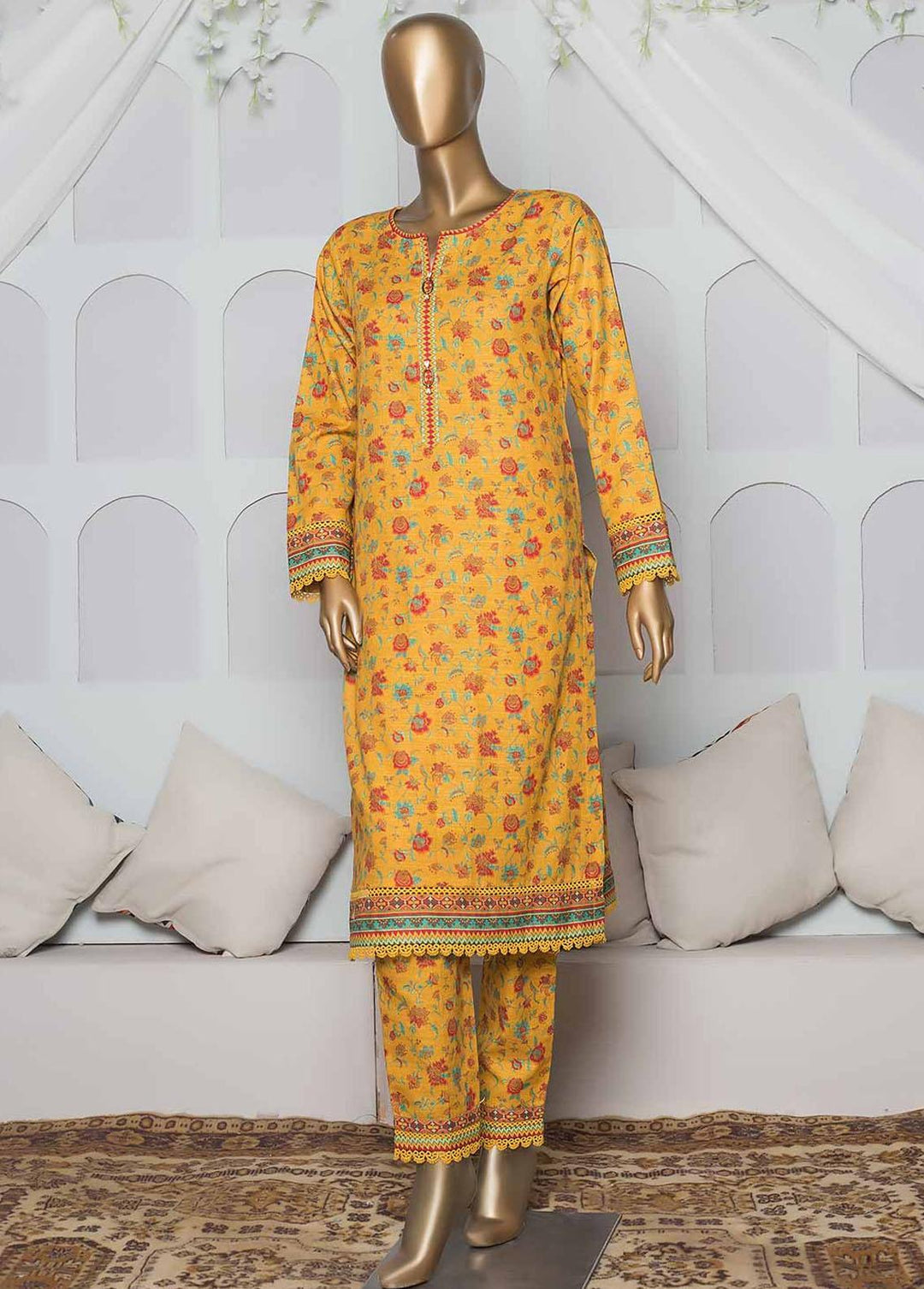 HZ Textiles Printed Khaddar Suits Unstitched 2 Piece HZ22K D5 - Winter Collection