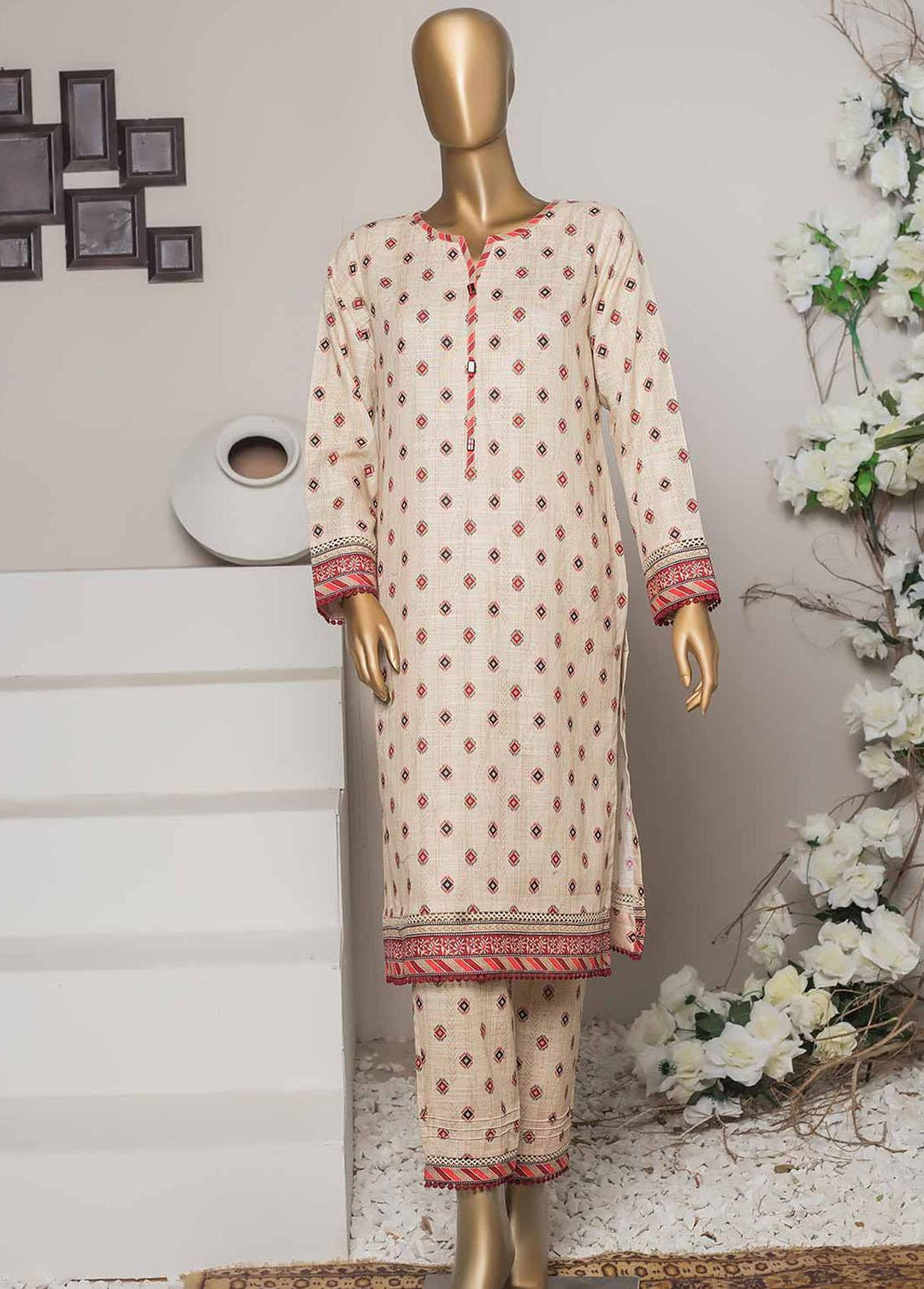 HZ Textiles Printed Khaddar Suits Unstitched 2 Piece HZ22K D8 - Winter Collection