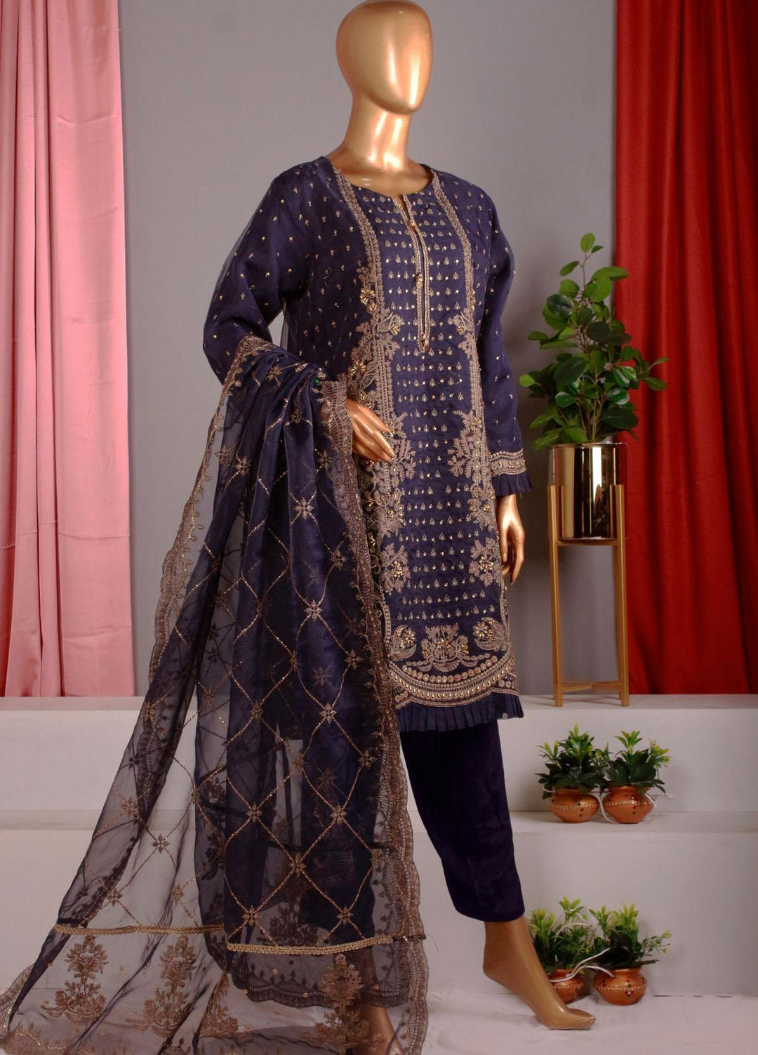 HZ Textiles Luxury Pret Embroidered Organza 2 Piece Suit HZ22PRT HZK 27 A