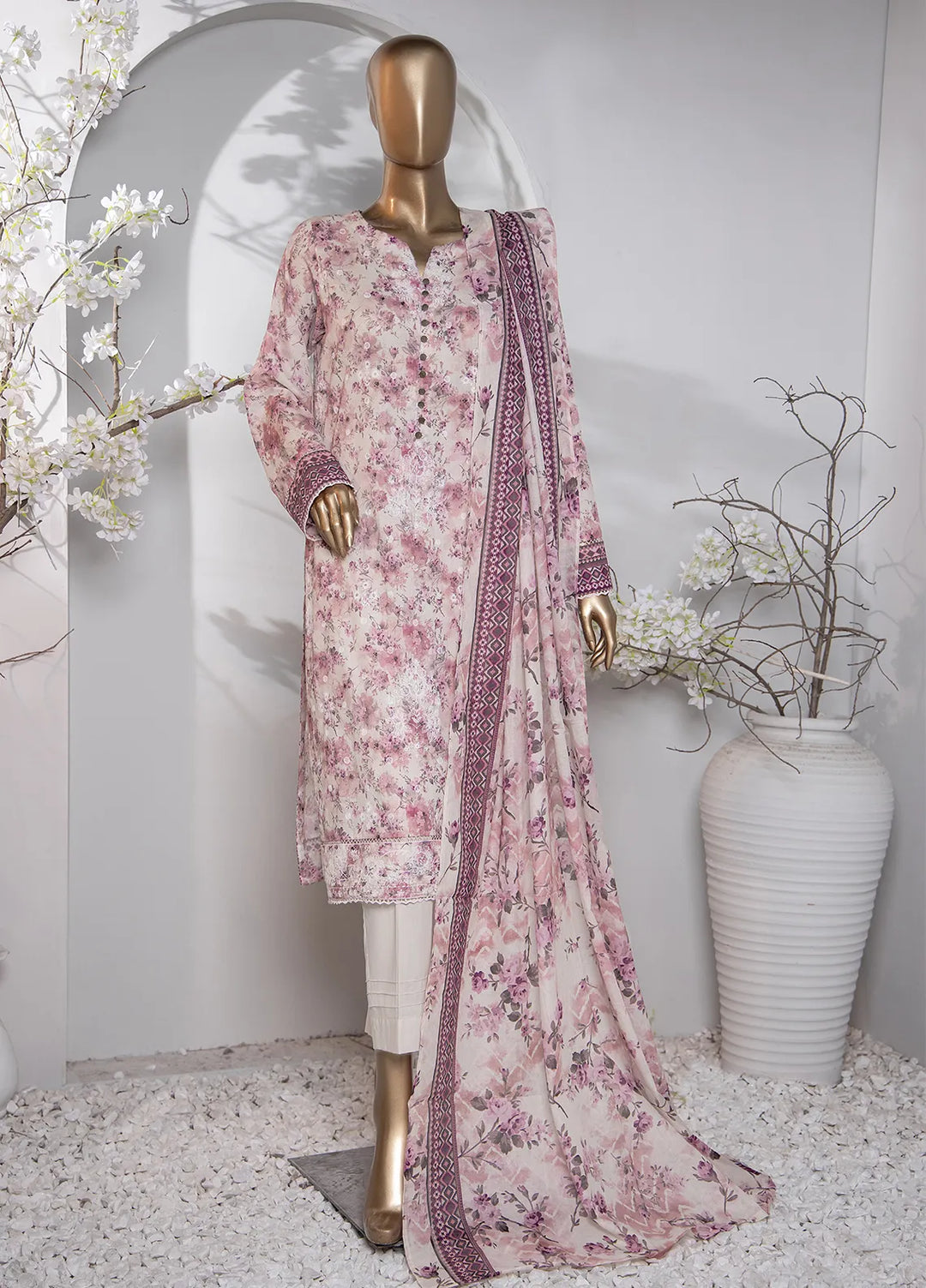 HZ Textiles Pret Printed Lawn 3 Piece Suit PDE-807