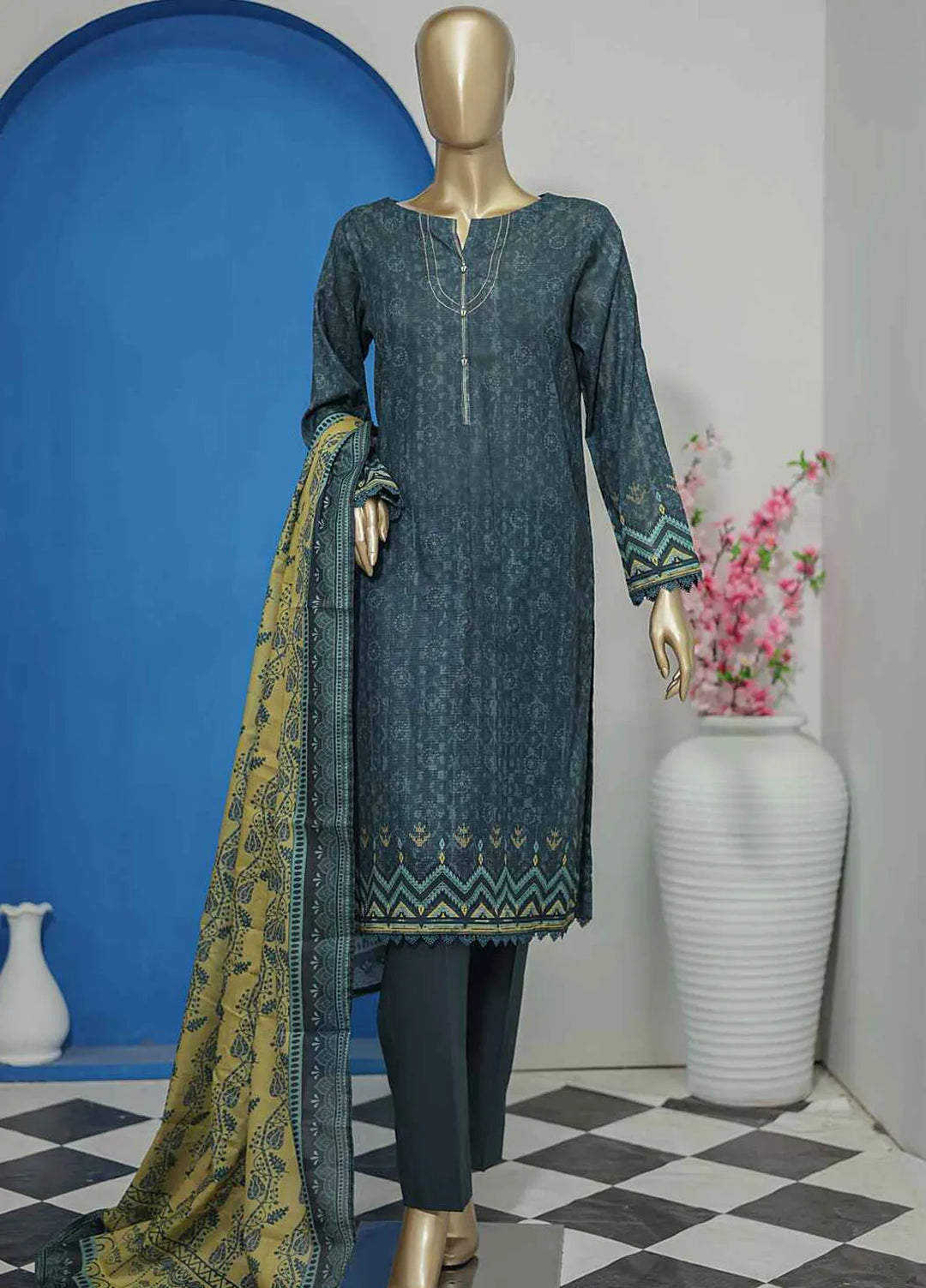 HZ Textiles Pret Printed Lawn 3 Piece Suit PNL-409