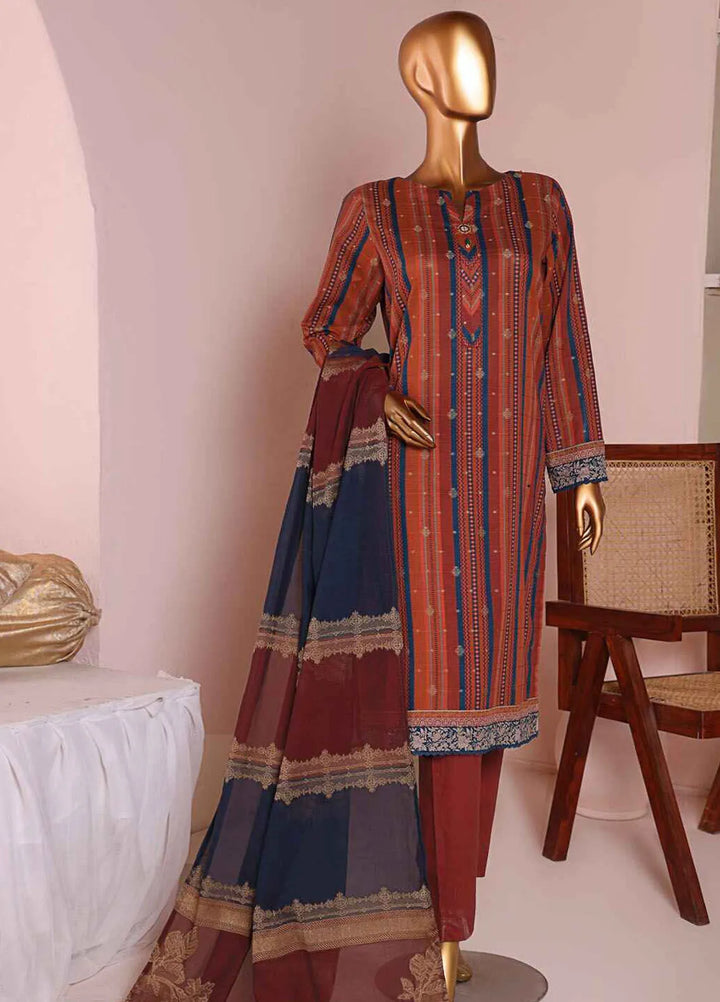 HZ Textiles Printed Jacquard Suits Unstitched 3 Piece HZ25TJ TJS-1203 - Winter Collection