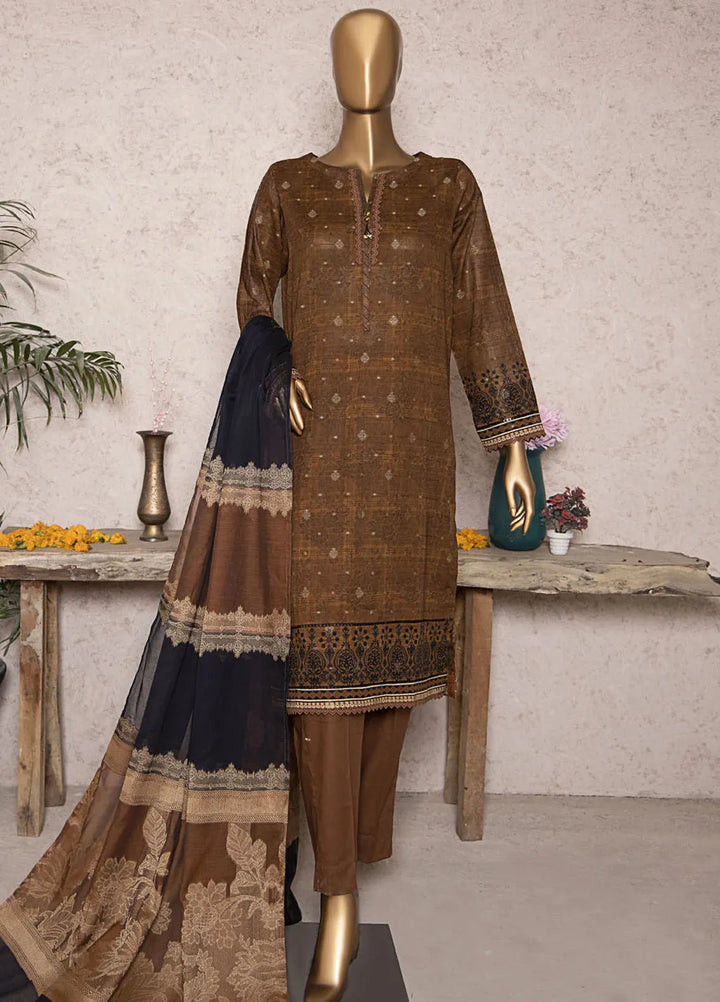 HZ Textiles Printed Jacquard Suits Unstitched 3 Piece HZ25TJ TJS-1204 - Winter Collection