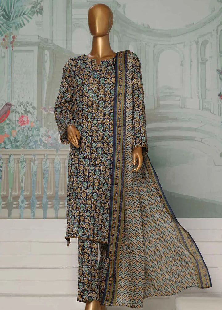 Hz Textiles Printed Lawn Suit Unstitched 3 Piece HZ24PA PCC-225-B - Summer Collection