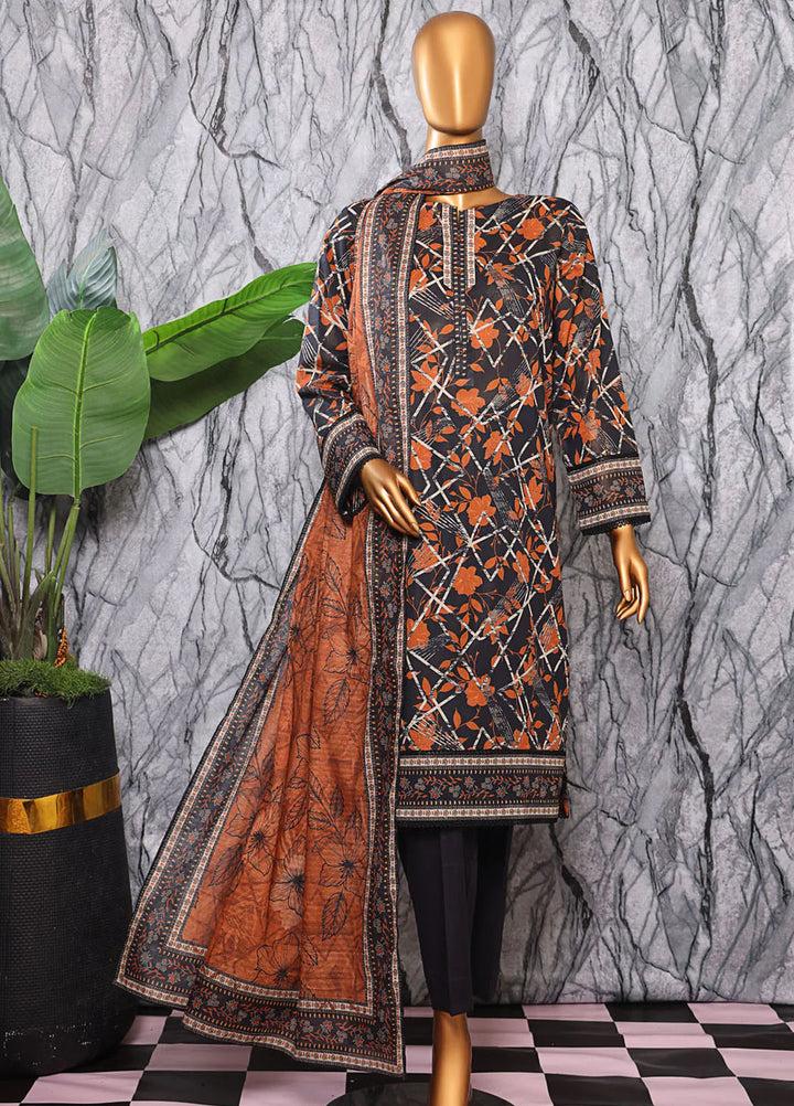 Hz Textiles Printed Lawn Suits Unstitched 3 Piece PPC-601 - Summer Collection