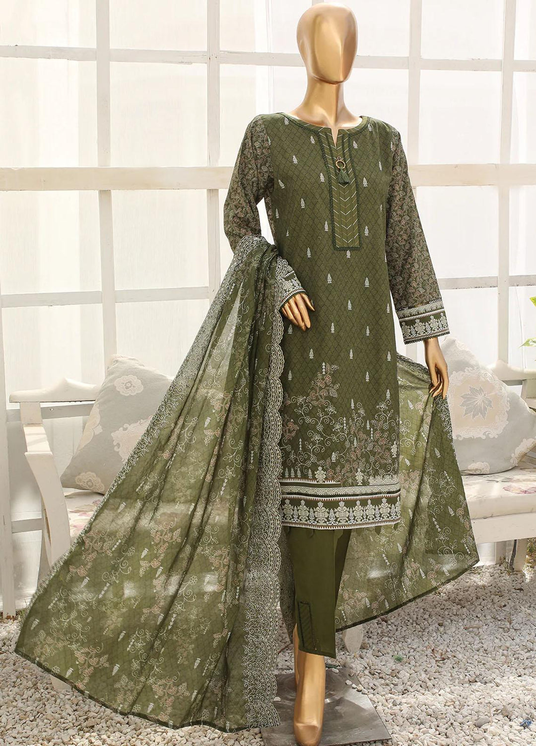 HZ Textiles Printed Lawn Suits Unstitched 3 Piece HZ23M MC-1005 - Summer Collection