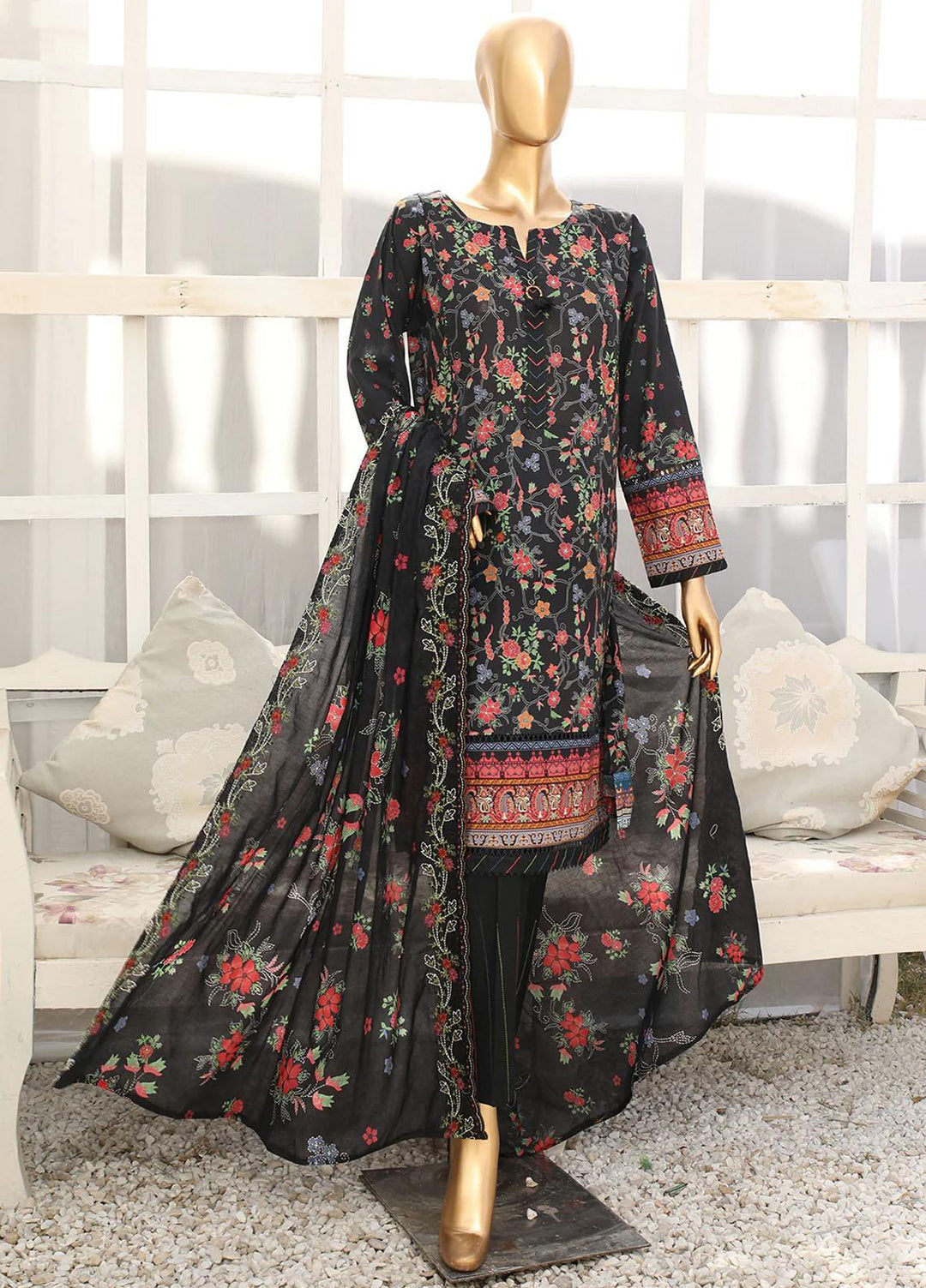 HZ Textiles Printed Lawn Suits Unstitched 3 Piece HZ23M MC-1010 - Summer Collection