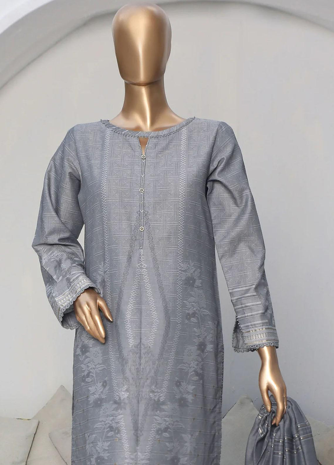 HZ Textiles Printed Jacquard Suits Unstitched 3 Piece HZ23VC VJ-07 - Winter Collection