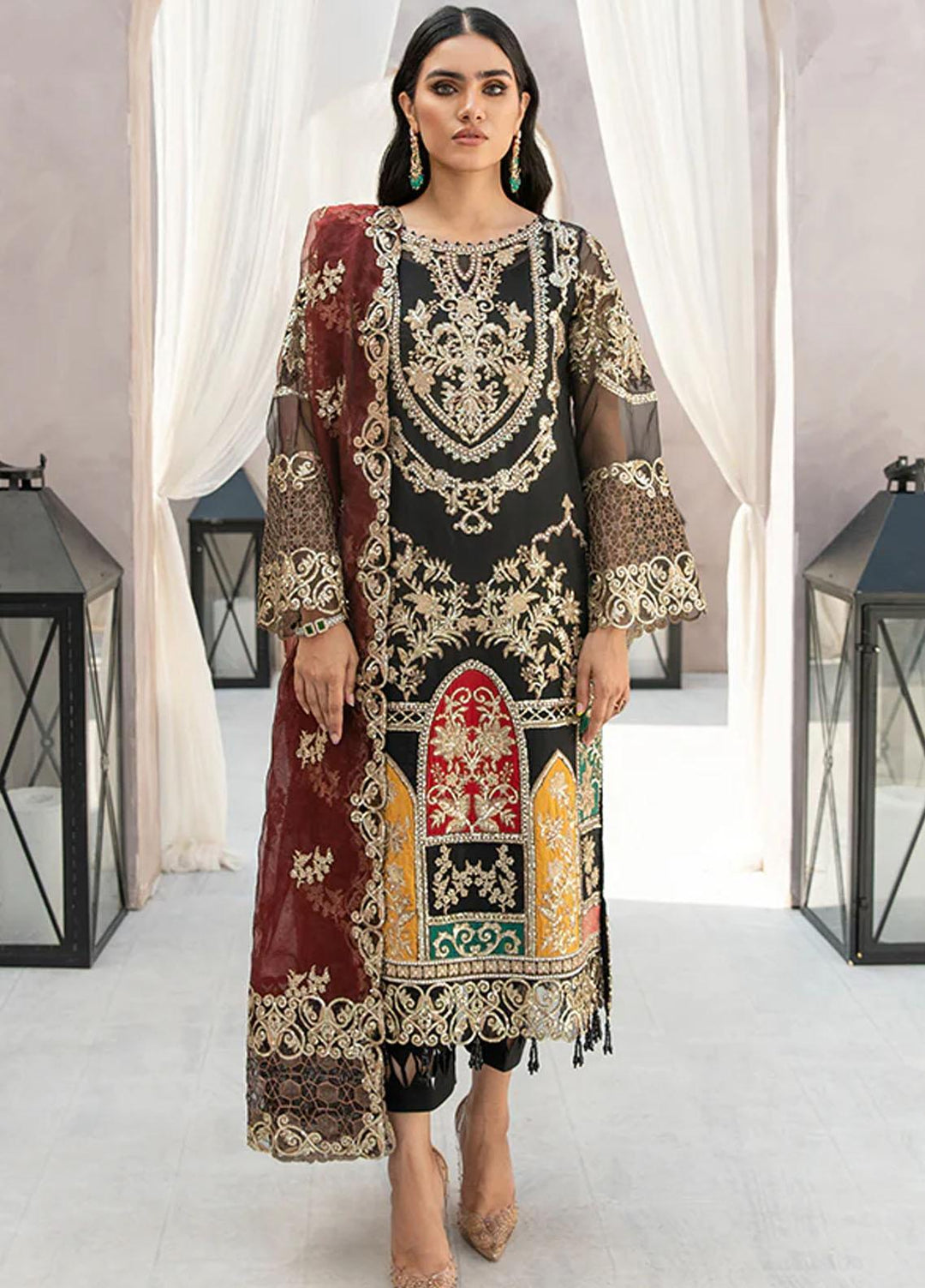 Festive De Verano By Imrozia Embroidered Organza Suits Unstitched 3 Piece I-153 Vendela - Luxury Collection