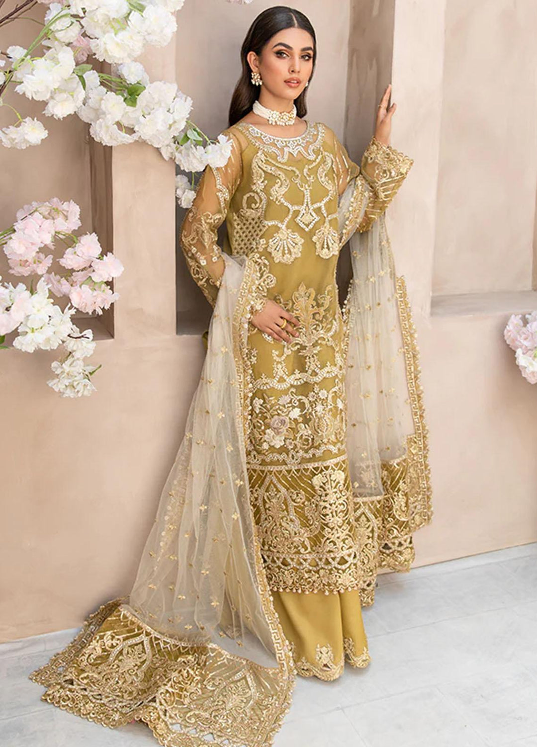 Festive De Verano By Imrozia Embroidered Organza Suits Unstitched 3 Piece I-158 Descent Delight's - Luxury Collection