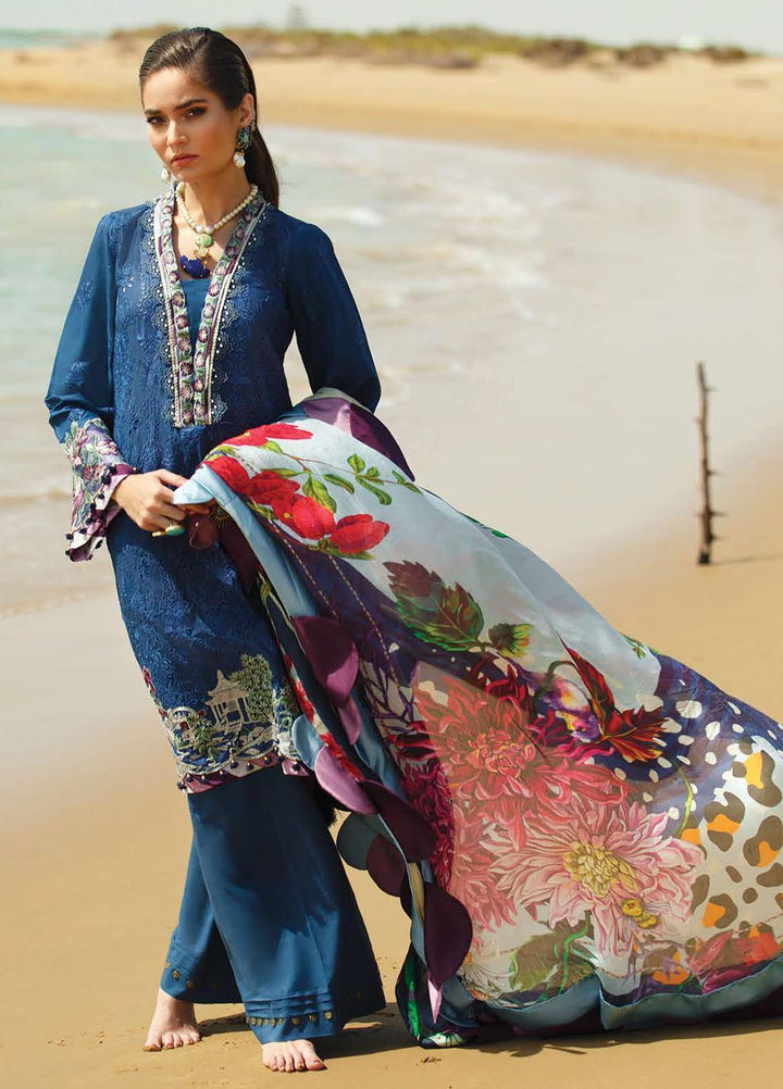 ILAHA Embroidered Lawn Suits Unstitched 3 Piece ILH21L IL002-Mavi Gul - Luxury Collection