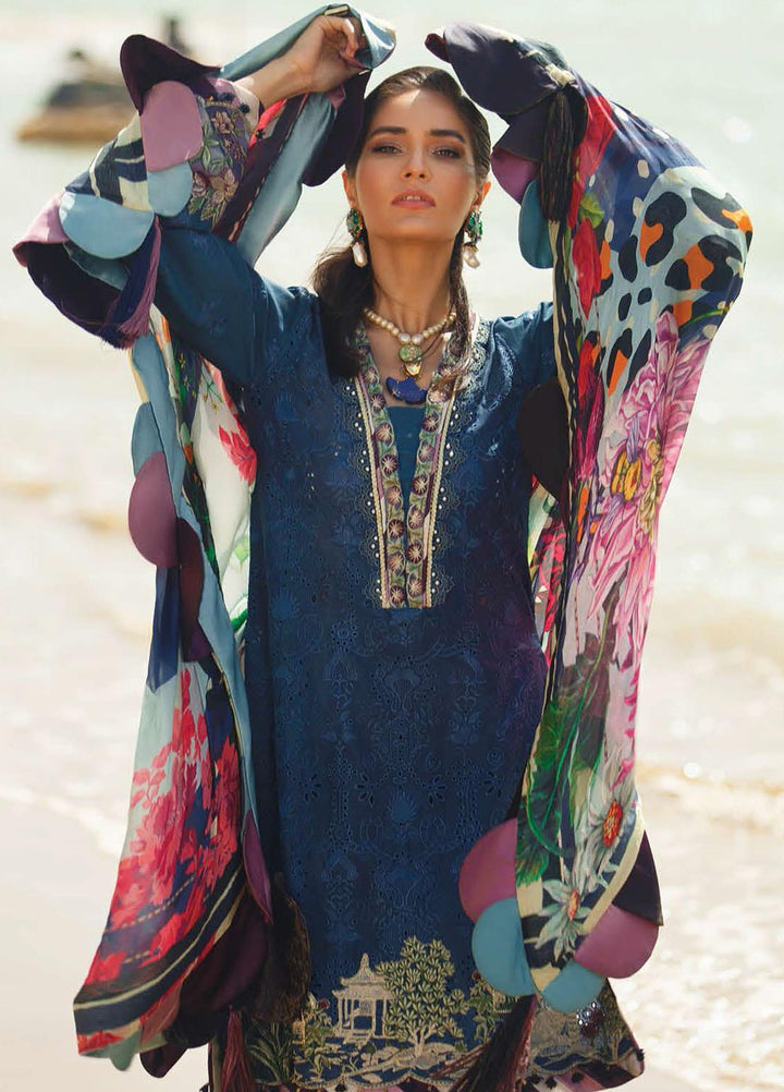 ILAHA Embroidered Lawn Suits Unstitched 3 Piece ILH21L IL002-Mavi Gul - Luxury Collection