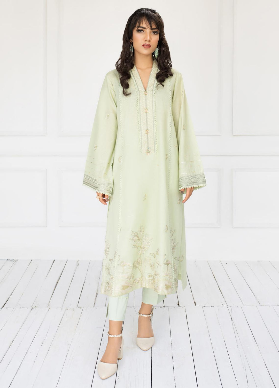 ILAHA Luxury Pret Embroidered Lawn 2 Piece Suit SAGE