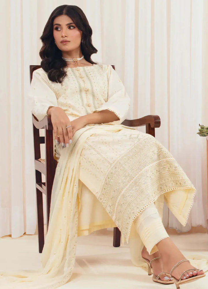 Illan By Ay Textile Embroidered Lawn Suit Unstitched 3 Piece AYT24I IL-001 Ivory - Festive Collection