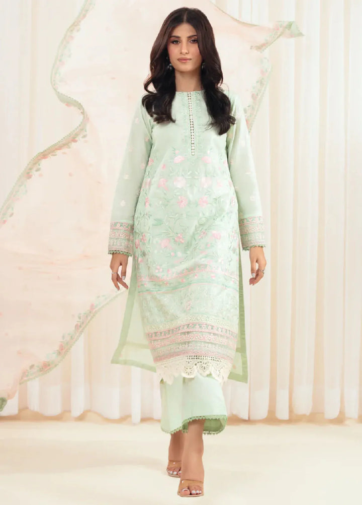 Illan By Ay Textile Embroidered Lawn Suit Unstitched 3 Piece AYT24I IL-007 Sage - Festive Collection