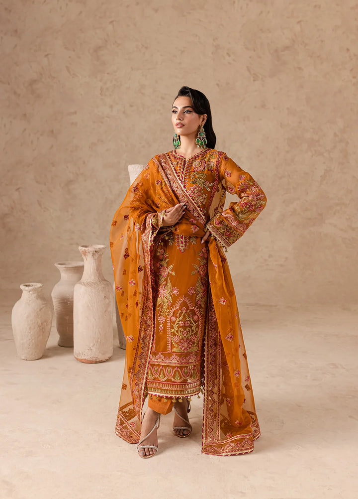 Imran Ramzan Embroidered Organza Suits Unstitched 3 Piece IR24C Amber Mist - Formals Collection