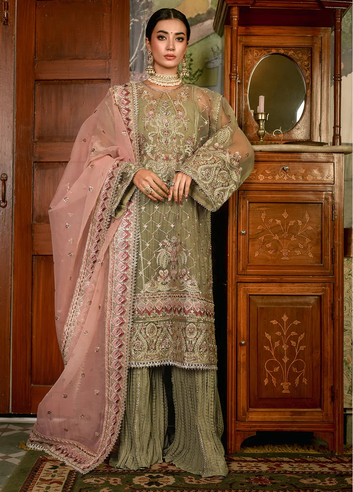 Imran Ramzan Embroidered Organza Suits Unstitched 3 Piece IR24R Gull - Formals Collection