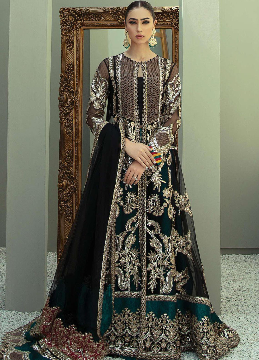 La Bella By Imrozia Premium Embroidered Net Suits Unstitched 3 Piece IMP22B I-134 Tiarella - Luxury Collection