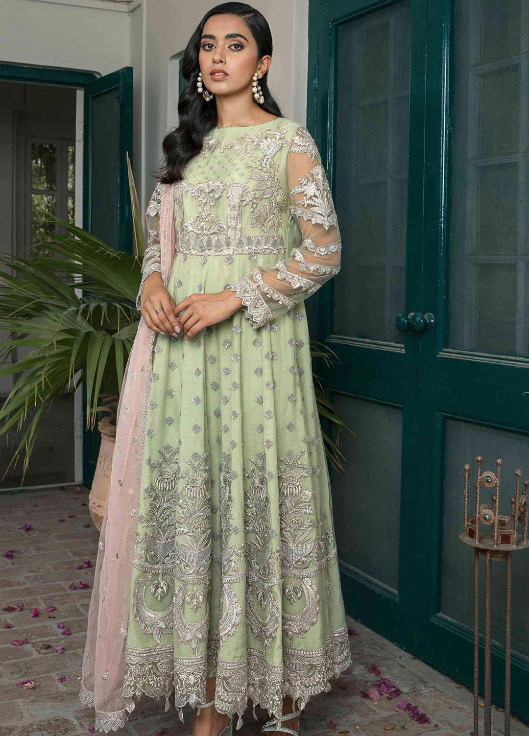 La Bella By Imrozia Premium Embroidered Net Suits Unstitched 3 Piece IMP22B I-143 Gul Bano - Luxury Collection