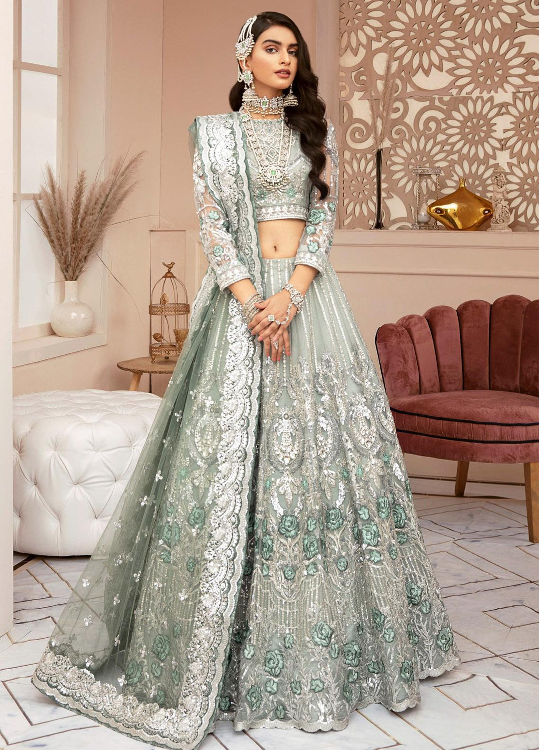 Imrozia Premium Embroidered Net Suits Unstitched 3 Piece IMP22B IB-01 Rhino Charisma - Bridal Collection