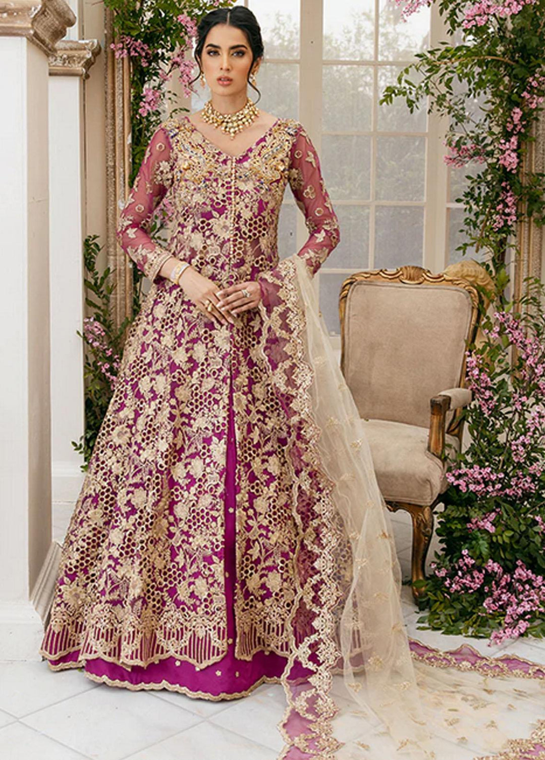 Imrozia Premium Embroidered Net Suits Unstitched 3 Piece IMP22B IB-22 Lucia - Bridal Collection