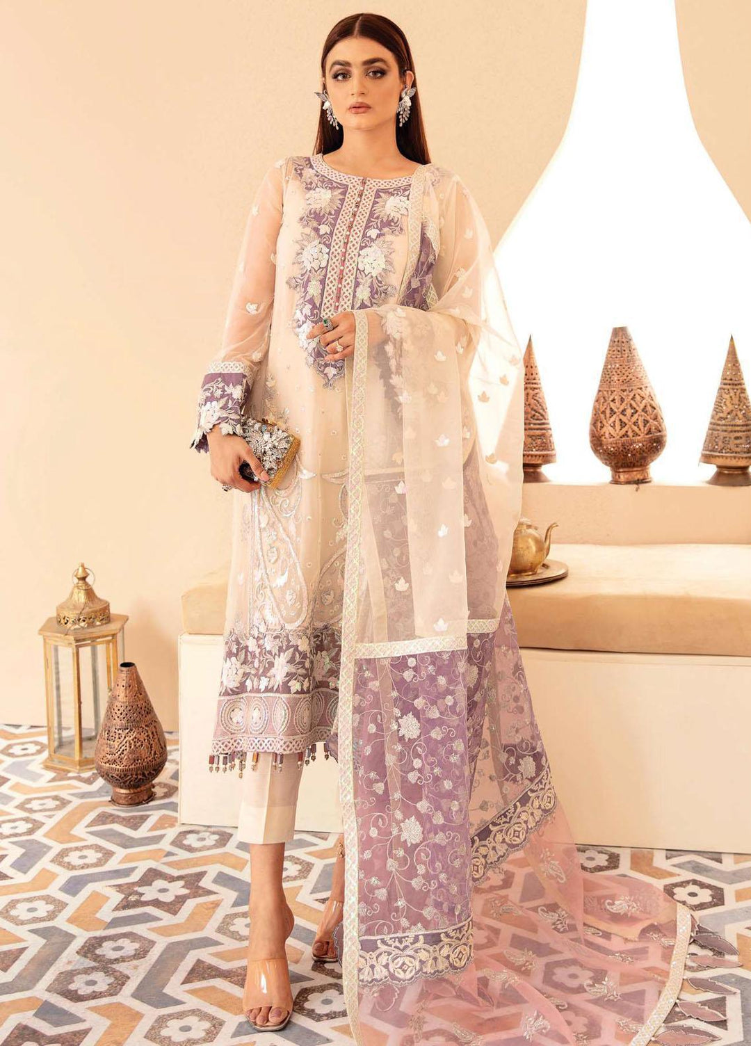 Festive De Verano By Imrozia Embroidered Chiffon Suits Unstitched 3 Piece IMP22B L-221 Felicia - Luxury Collection