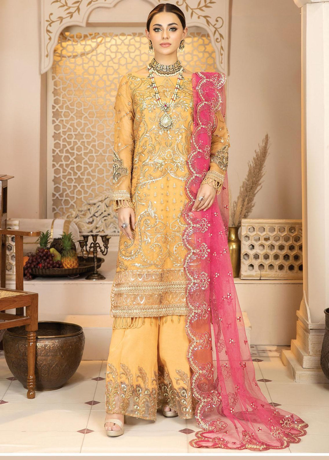 La Bella By Imrozia Premium Embroidered Chiffon Suits Unstitched 3 Piece IMP22B L-235 Glisten - Luxury Collection