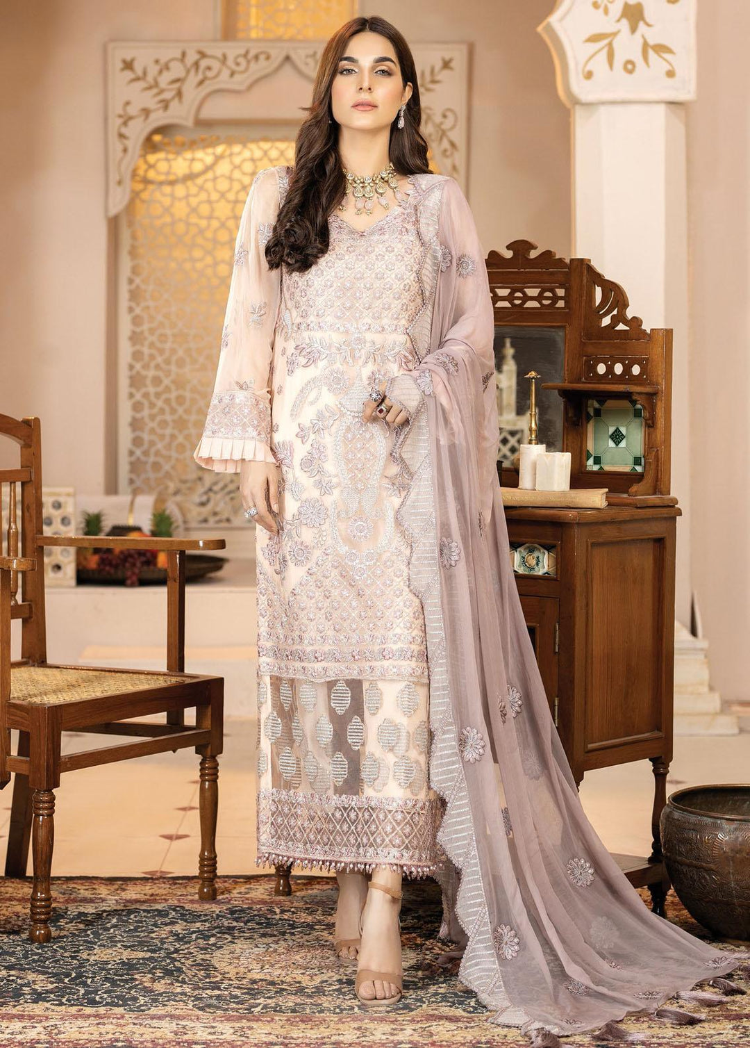 La Bella By Imrozia Premium Embroidered Chiffon Suits Unstitched 3 Piece IMP22B L-236 Fiesta - Luxury Collection