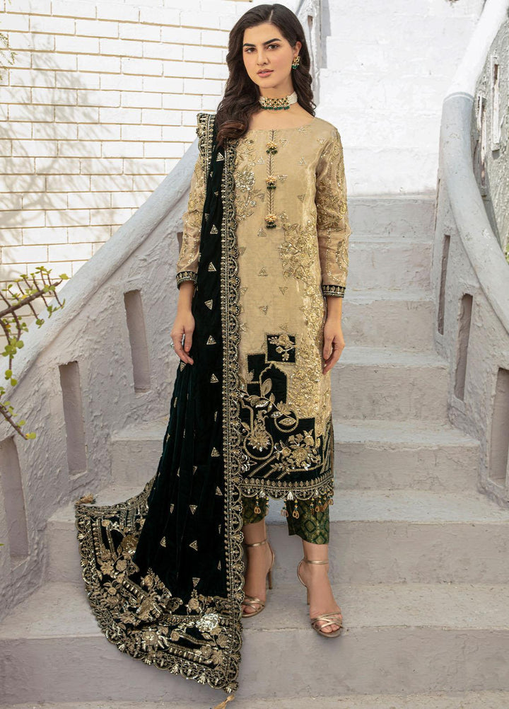 De Velour By Imrozia Premium Embroidered Zari Suits Unstitched 3 Piece IMP22DV I.V-10 Hoor - Luxury Collection