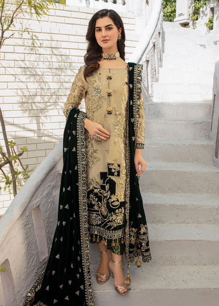 De Velour By Imrozia Premium Embroidered Zari Suits Unstitched 3 Piece IMP22DV I.V-10 Hoor - Luxury Collection