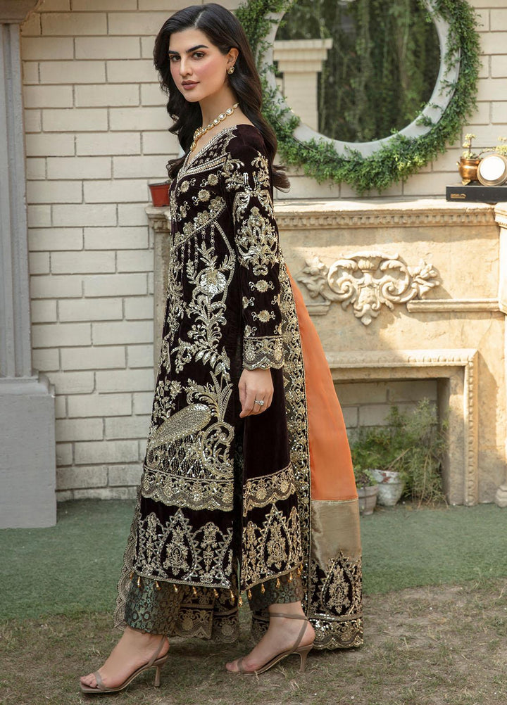 De Velour By Imrozia Premium Embroidered Velvet Suits Unstitched 3 Piece IMP22DV I.V-16 Evelyn - Luxury Collection