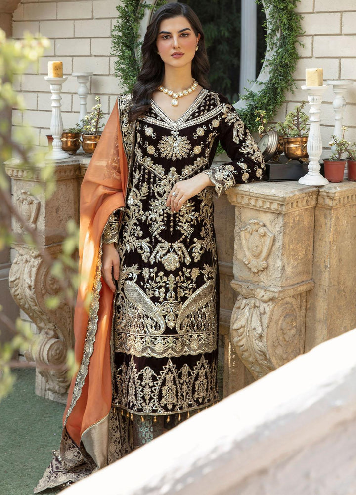 De Velour By Imrozia Premium Embroidered Velvet Suits Unstitched 3 Piece IMP22DV I.V-16 Evelyn - Luxury Collection