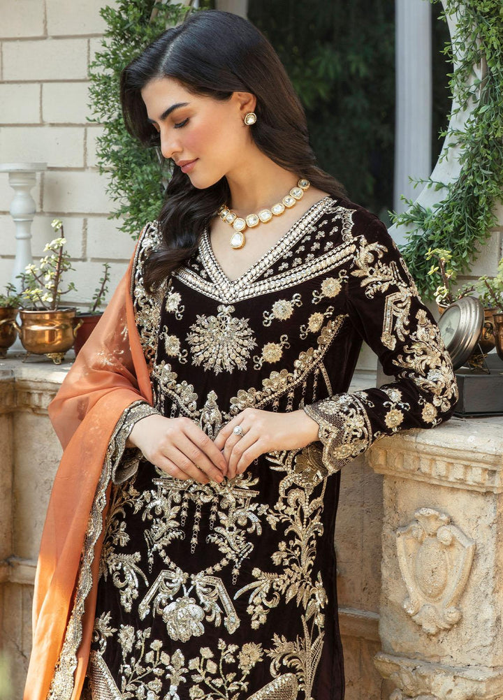 De Velour By Imrozia Premium Embroidered Velvet Suits Unstitched 3 Piece IMP22DV I.V-16 Evelyn - Luxury Collection