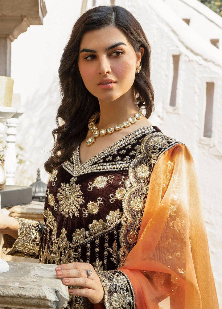 De Velour By Imrozia Premium Embroidered Velvet Suits Unstitched 3 Piece IMP22DV I.V-16 Evelyn - Luxury Collection