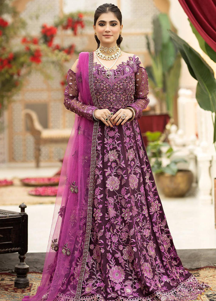 Imrozia Premium Embroidered Organza Suits Unstitched 3 Piece IMP23FL L-261 Lucida Purple - Luxury Collection