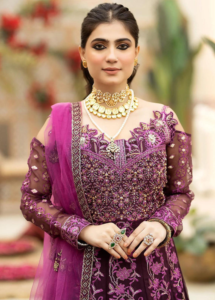 Imrozia Premium Embroidered Organza Suits Unstitched 3 Piece IMP23FL L-261 Lucida Purple - Luxury Collection
