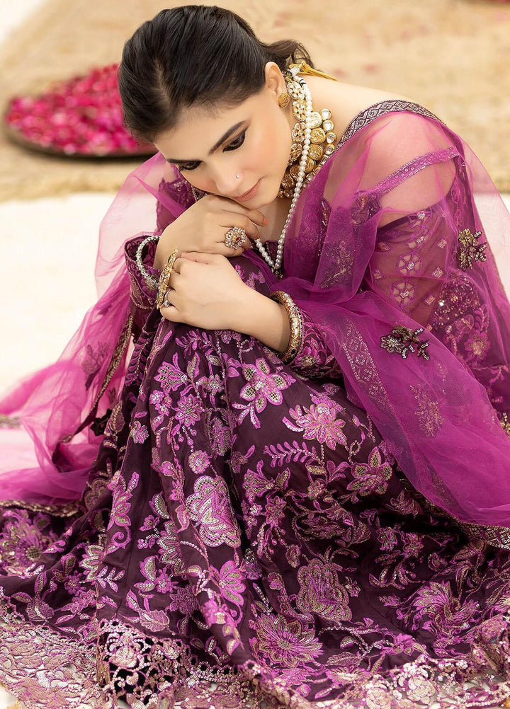Imrozia Premium Embroidered Organza Suits Unstitched 3 Piece IMP23FL L-261 Lucida Purple - Luxury Collection