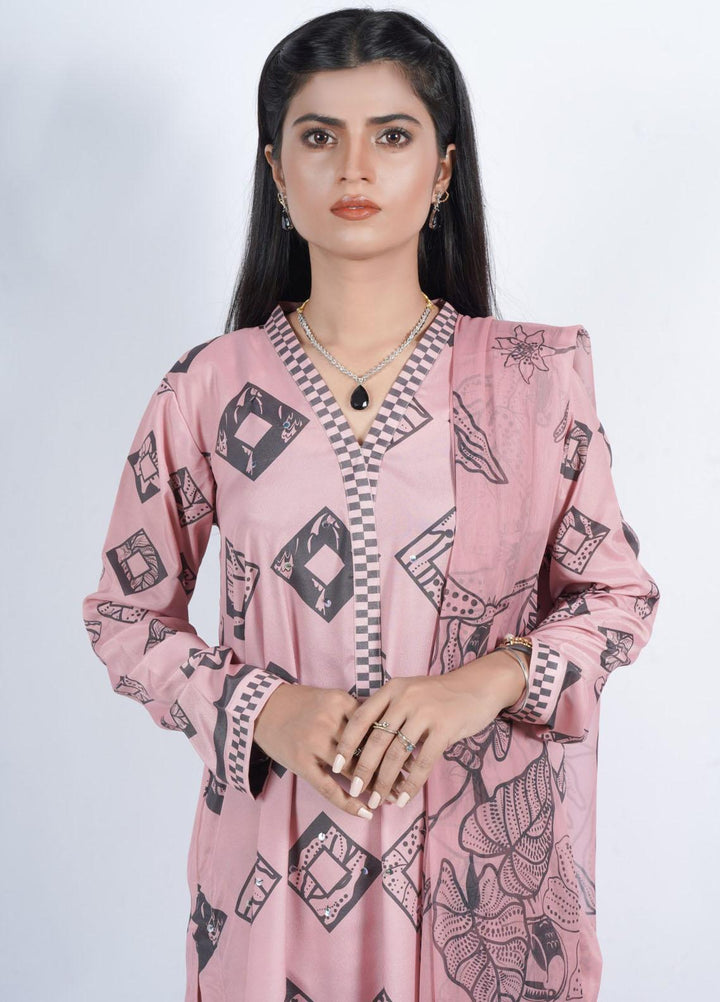Vibgyor Fashion Pret Formal Silk 3 Piece Suit D5-C1-23S MARVEL TEA PINK
