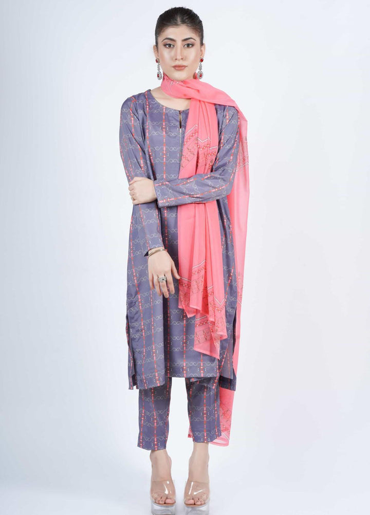 Vibgyor Fashion Pret Formal Silk 3 Piece Suit D1-C2-23S SYMPHONIE BLUE