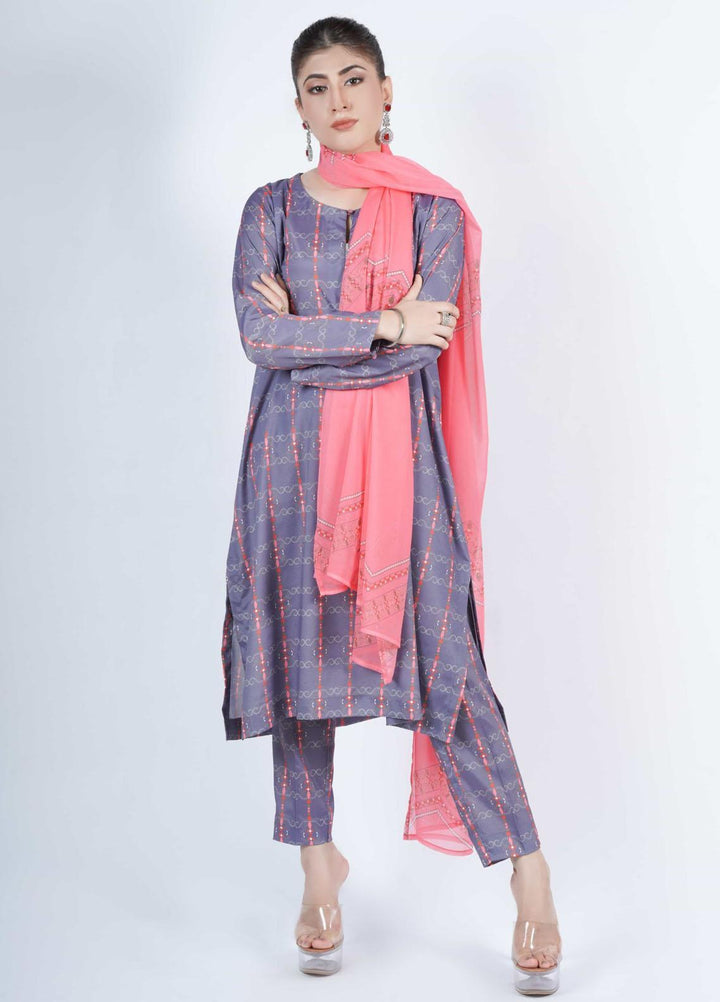 Vibgyor Fashion Pret Formal Silk 3 Piece Suit D1-C2-23S SYMPHONIE BLUE